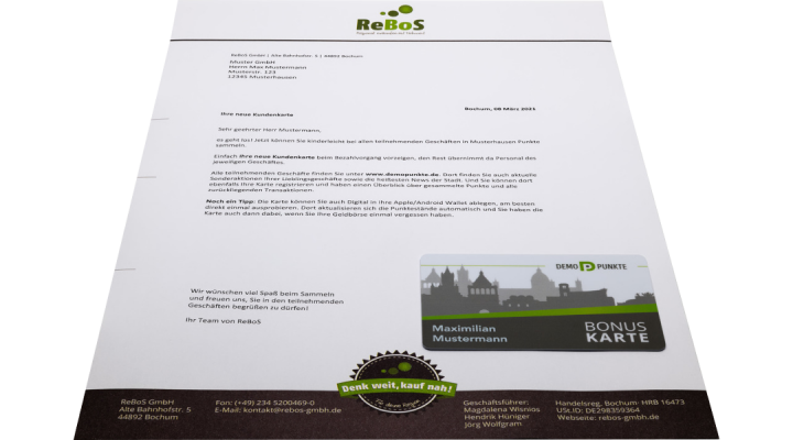 Kundenmailing, Anschreiben mit Kundenkarte